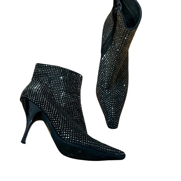 Jeffrey Campbell Shoes - Jeffrey Campbell Embellished Ankle Boots Silver Studded Mesh Black Heels 7.5